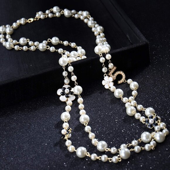 Women Long Layered Imitation Pearl Necklace Elegant Gift Jewelry - Picture 2 of 7